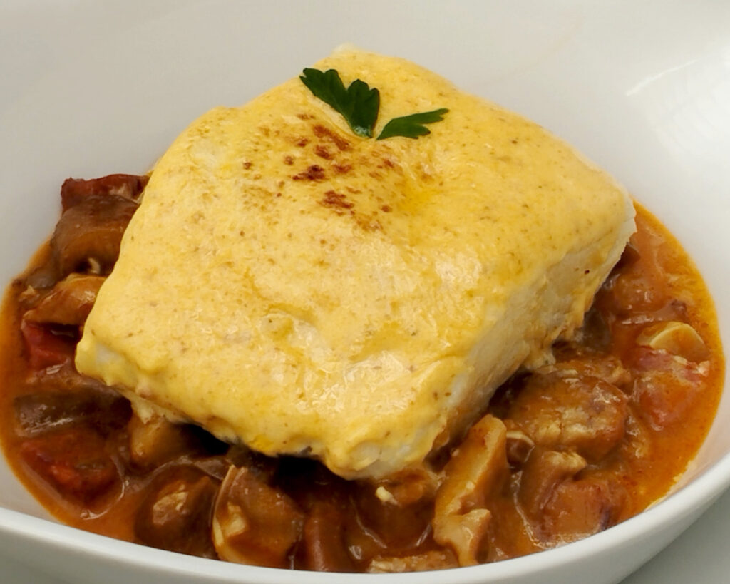 Bacalao con morro de cerdo y Chorizo de León